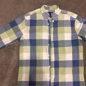 GAP Blue and Green Plaid Casual Button Down Shirt Men’s Large